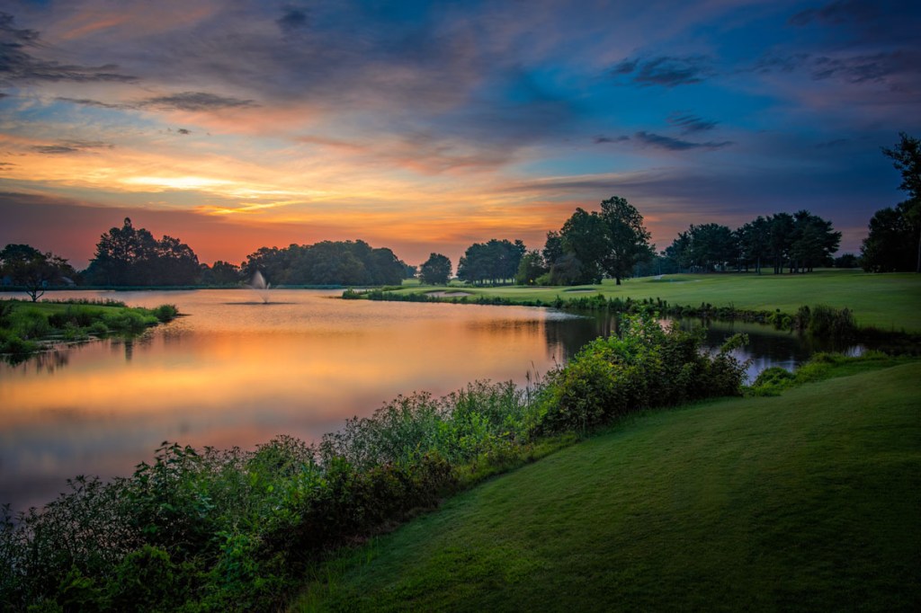 Couse greens during sunset