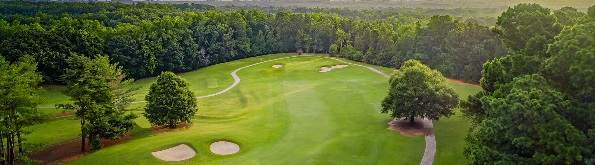 Aerial view of course greens